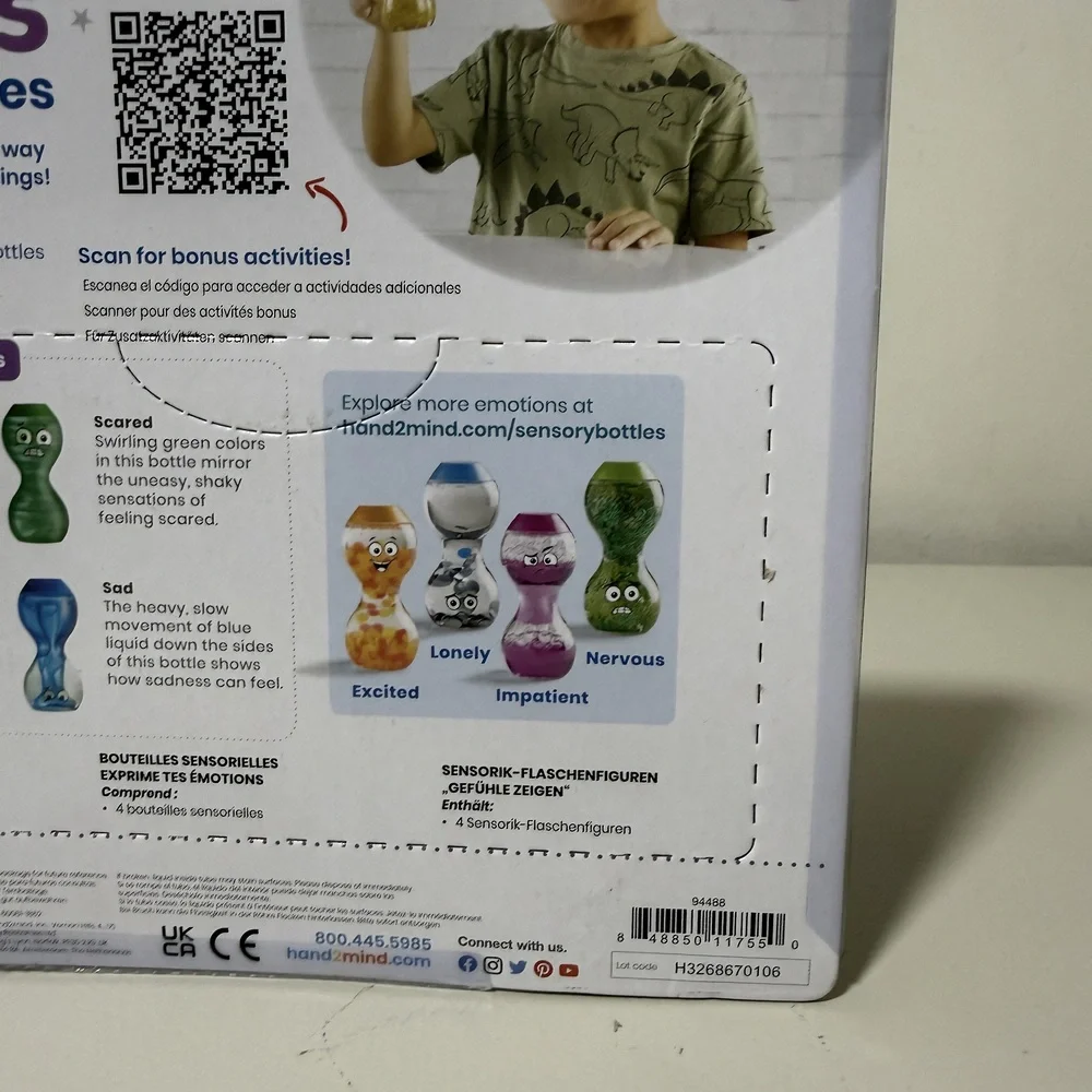 hand2mind Express Your Feelings Sensory Bottles 4-Pack Happy Sad Scared Angry